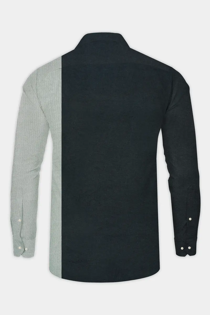 Gunmetal With Edgewater Green Twill Premium Cotton Designer Shirt 7