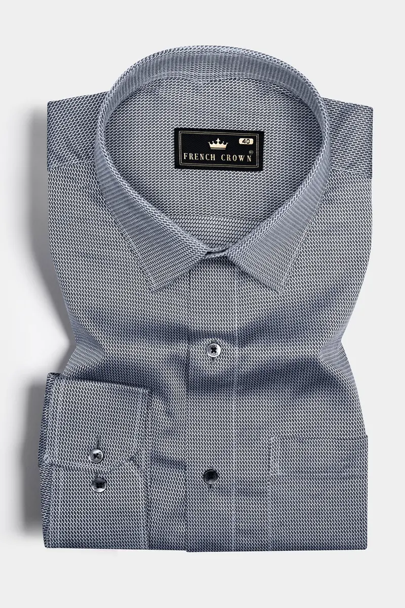 Gunsmoke Gray Dobby Textured Premium Giza Cotton Shirt 3