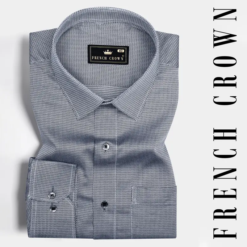 Gunsmoke Gray Dobby Textured Premium Giza Cotton Shirt 6