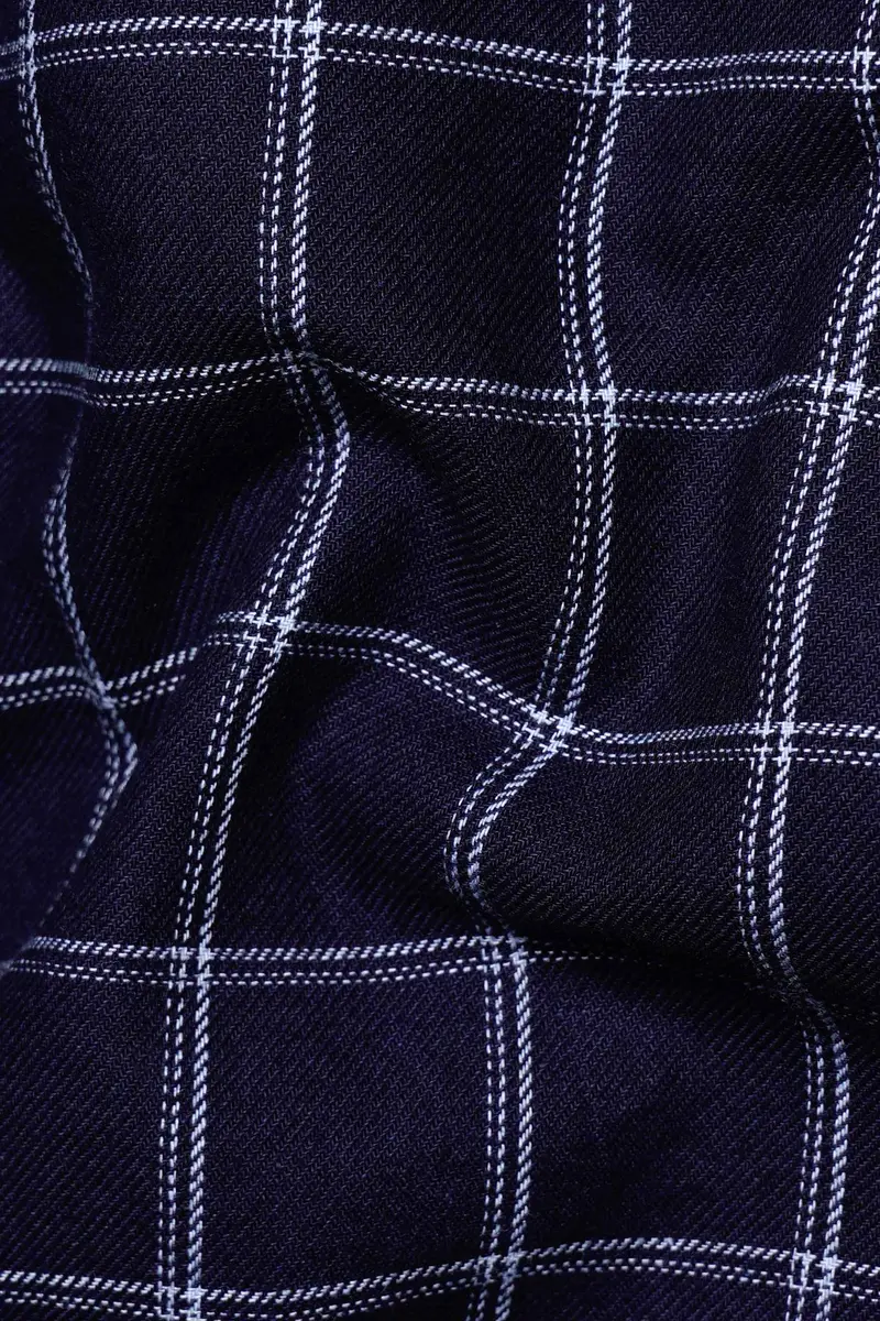 Haiti Blue And White Plaid Twill Premium Cotton Button Down Shirt 2