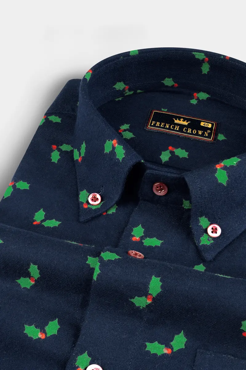 Haiti Blue Bat Inspired Print Premium Cotton Flannel Shirt 1