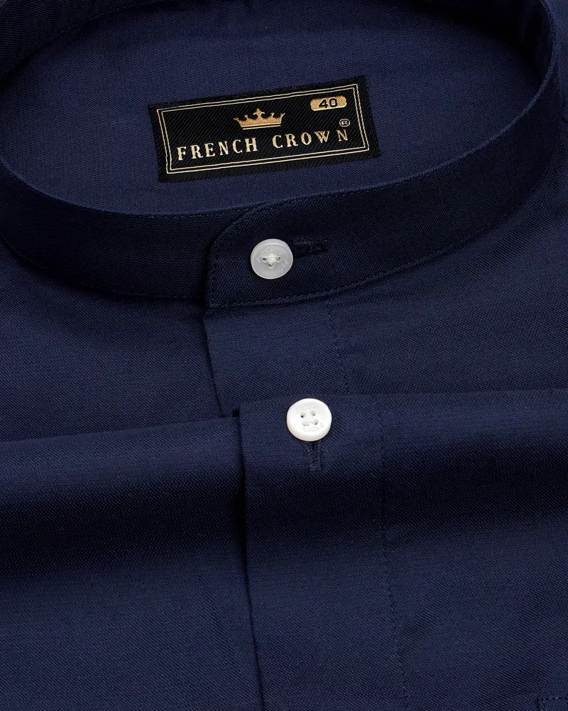 Haiti Blue Dobby Textured Premium Giza Cotton Shirt 1