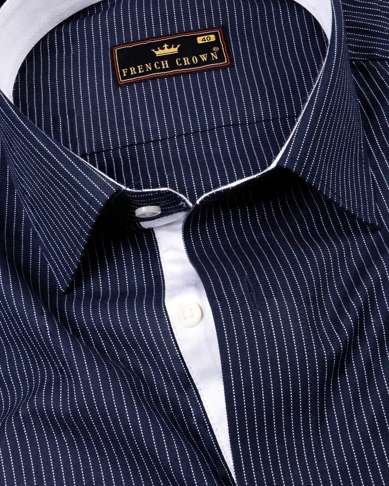 Haiti Blue Dots Striped Royal Oxford Shirt 1