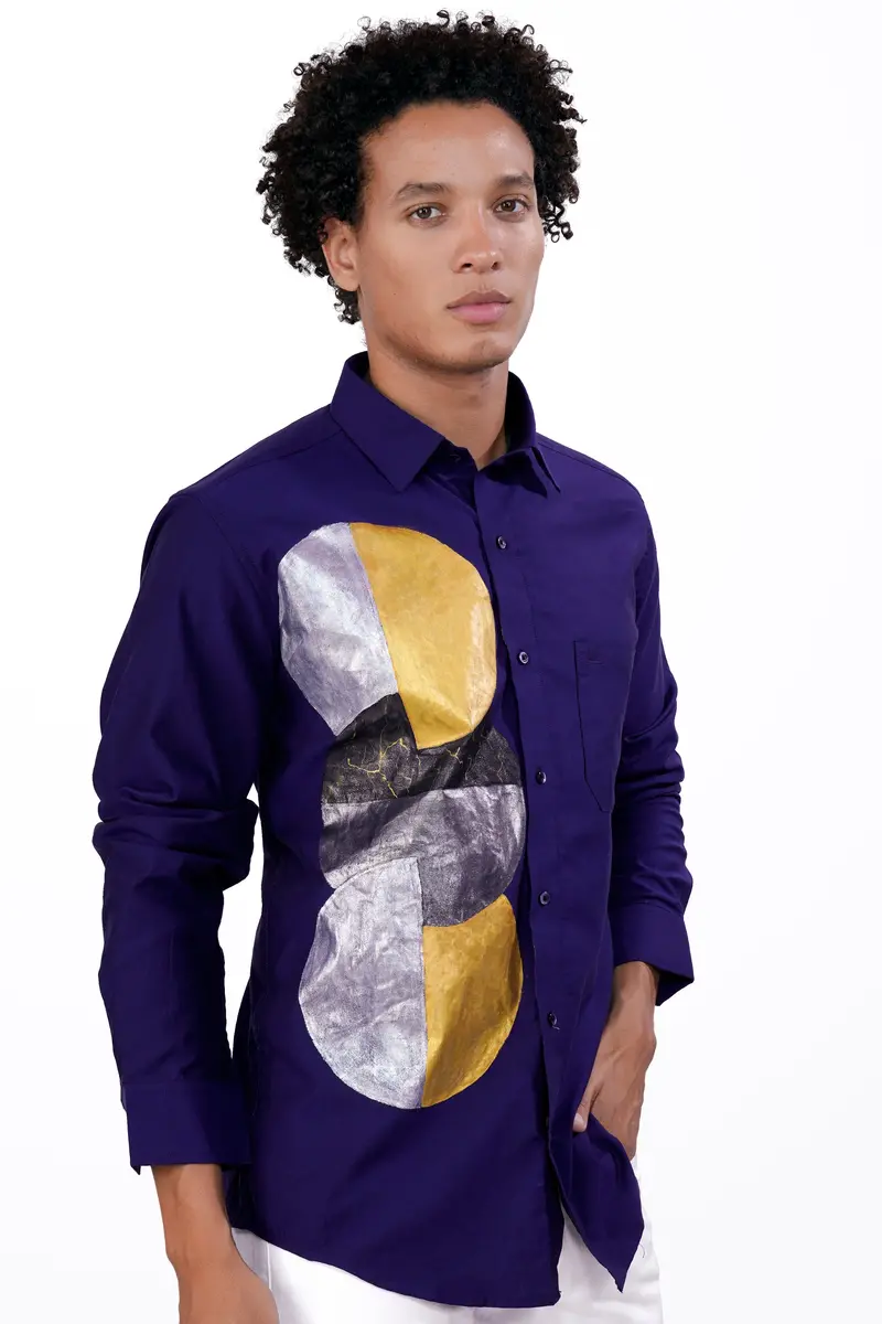 Haiti Blue Hand Painted Super Soft Premium Cotton Designer Shirt 6