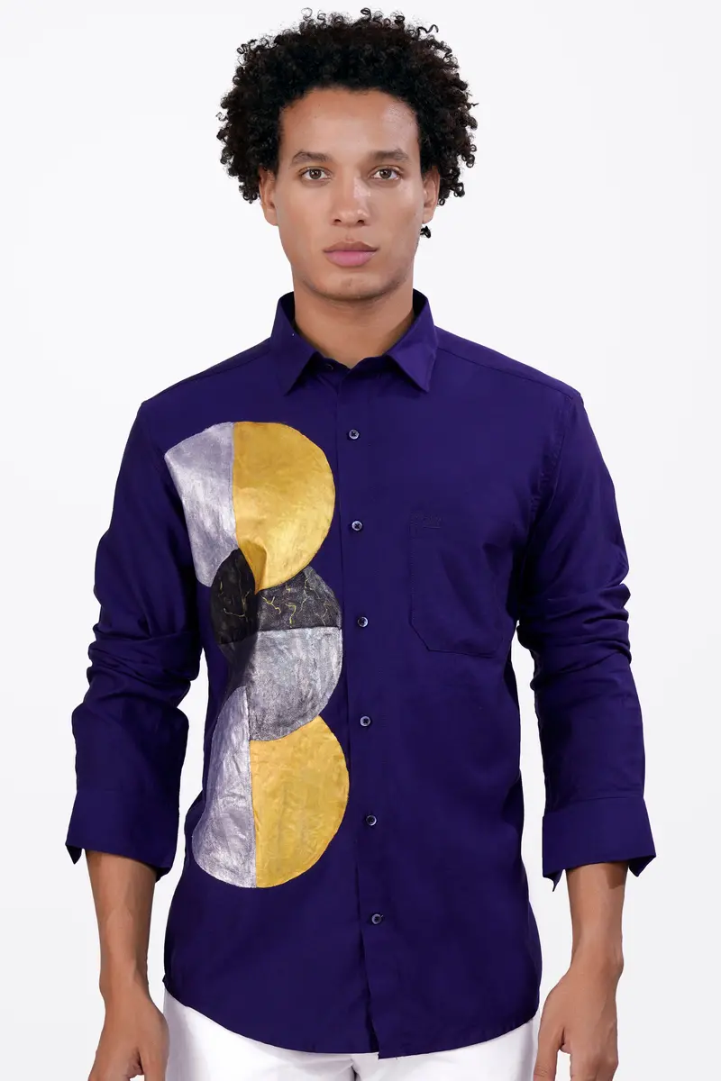 Haiti Blue Hand Painted Super Soft Premium Cotton Designer Shirt 7