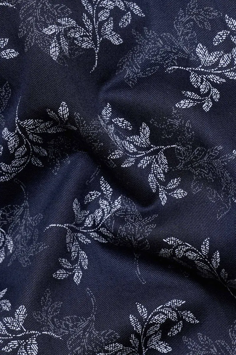 Haiti Blue Leaves Printed Twill Premium Cotton Shirt 2