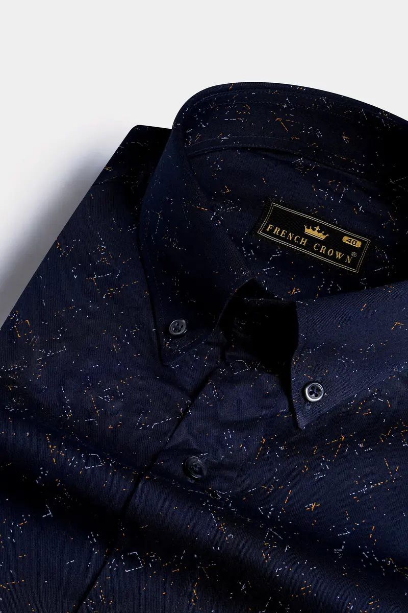 Haiti Blue Multicolour Printed Twill Premium Cotton Shirt 1