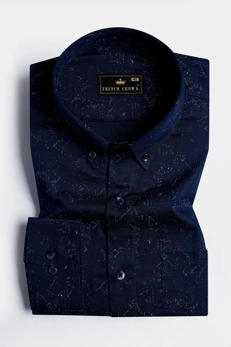 Haiti Blue Multicolour Printed Twill Premium Cotton Shirt 3