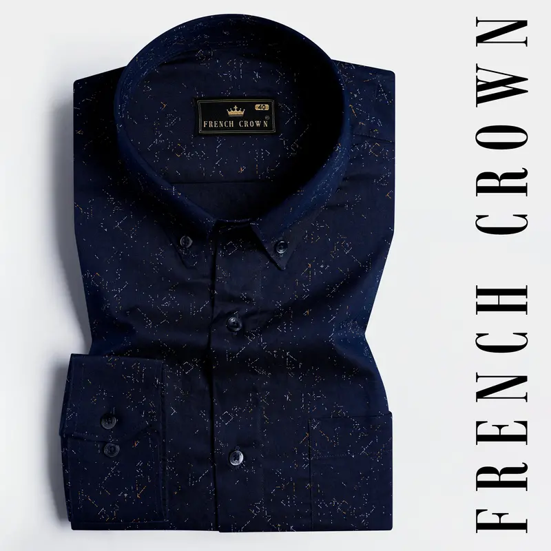 Haiti Blue Multicolour Printed Twill Premium Cotton Shirt 7