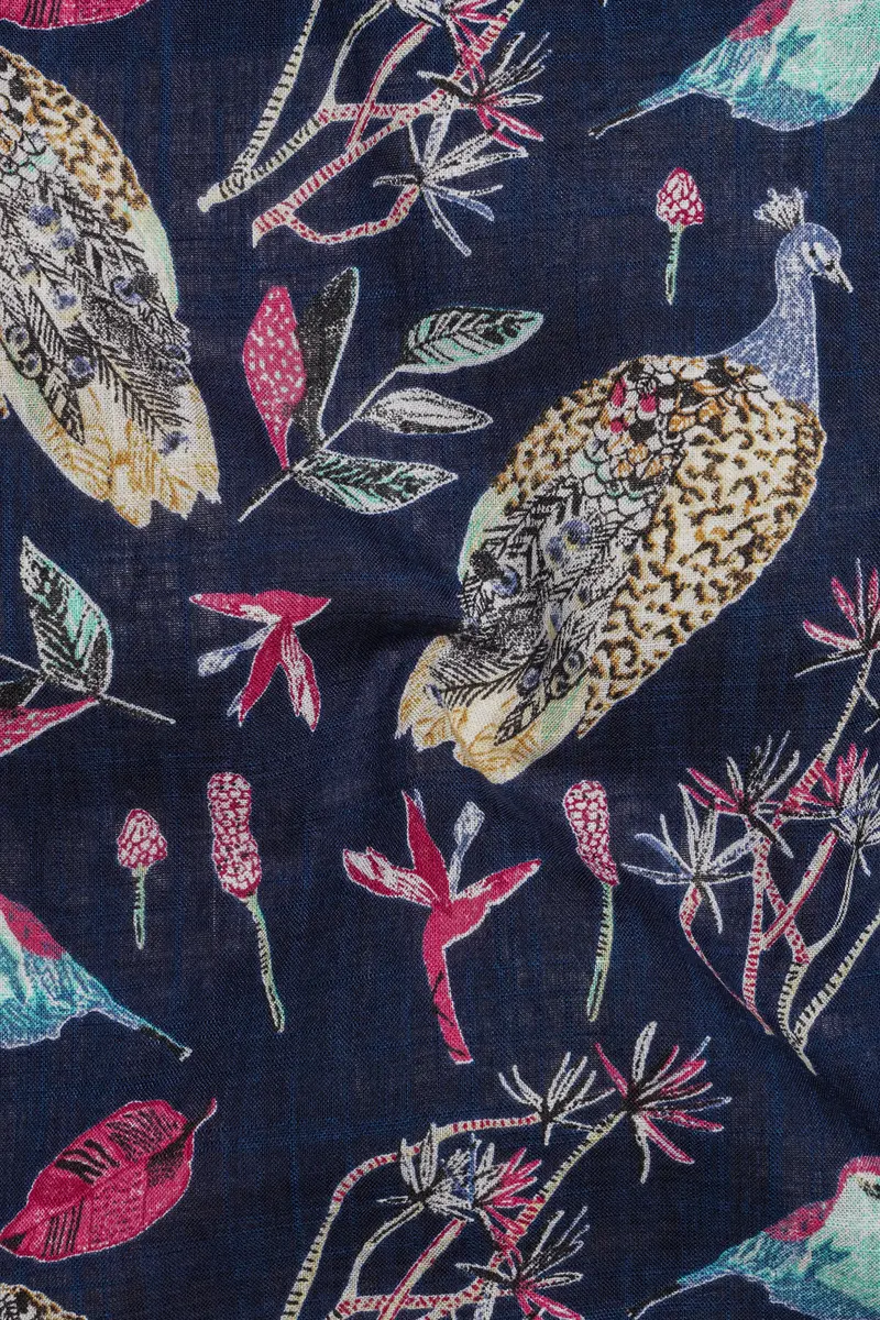 Haiti Blue Peacock Printed Lightweight Premium Cotton Oversized Shirt 3