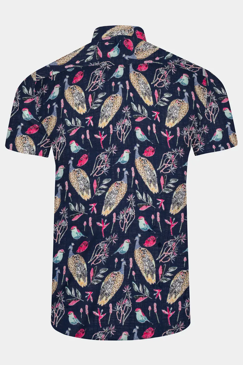 Haiti Blue Peacock Printed Lightweight Premium Cotton Oversized Shirt 7