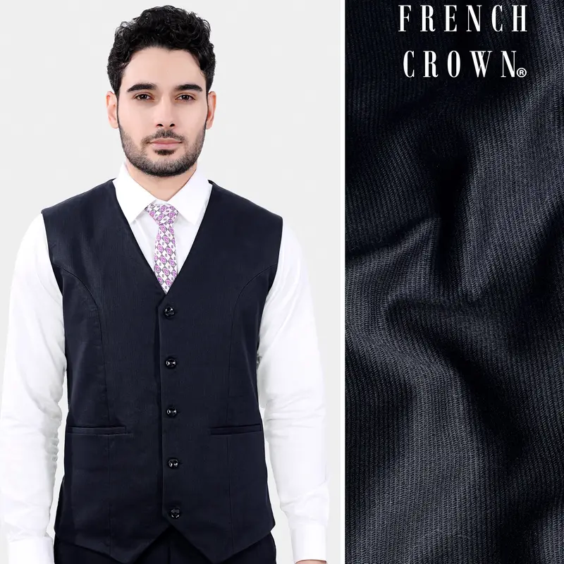 Haiti Blue Premium Cotton Corduroy Sports Waistcoat 1