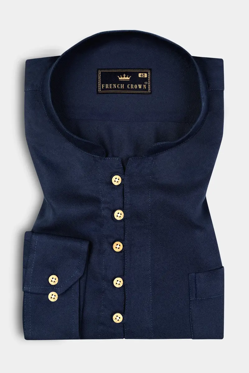 Haiti Blue Premium Tencel Kurta Shirt 2