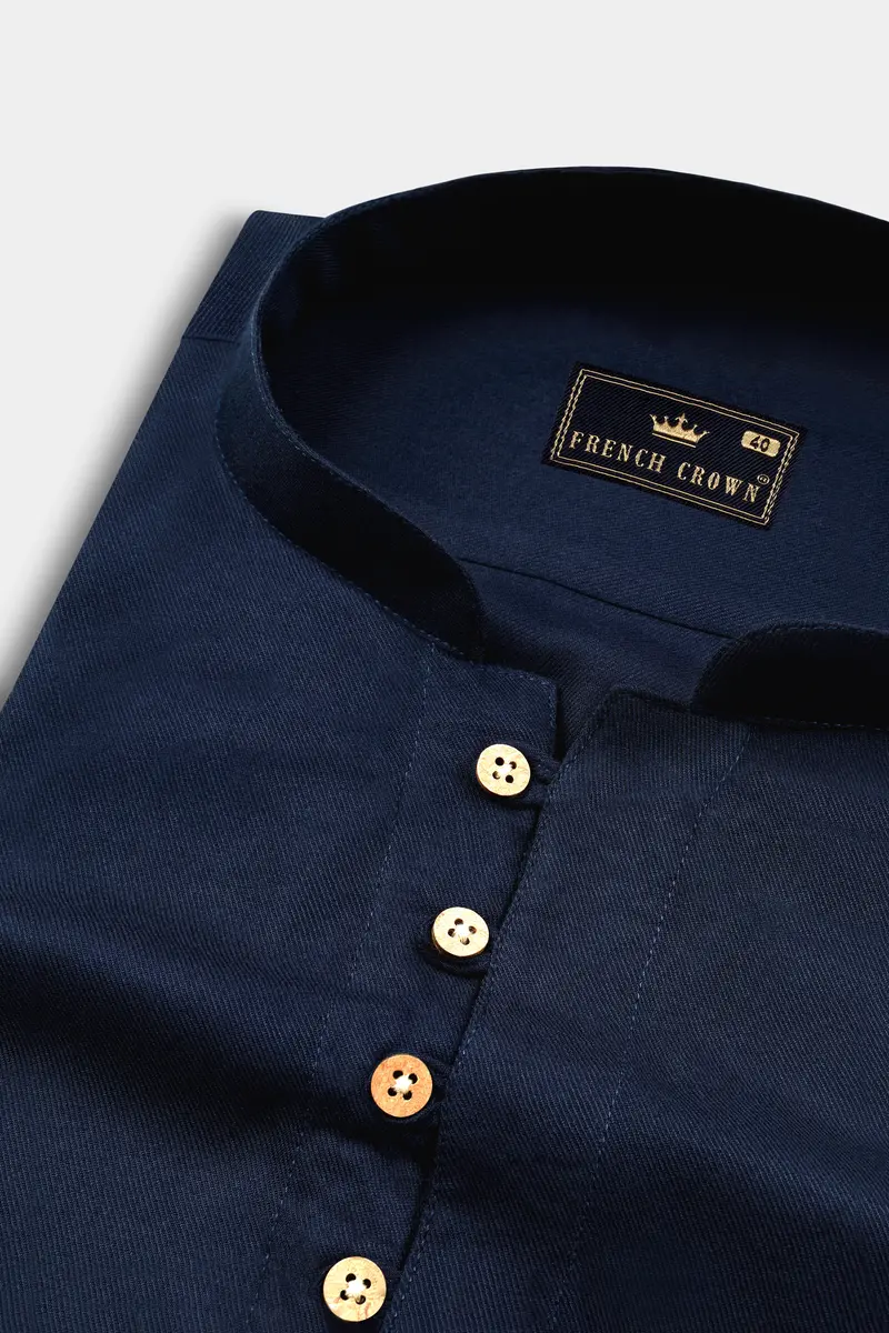 Haiti Blue Premium Tencel Kurta Shirt 4