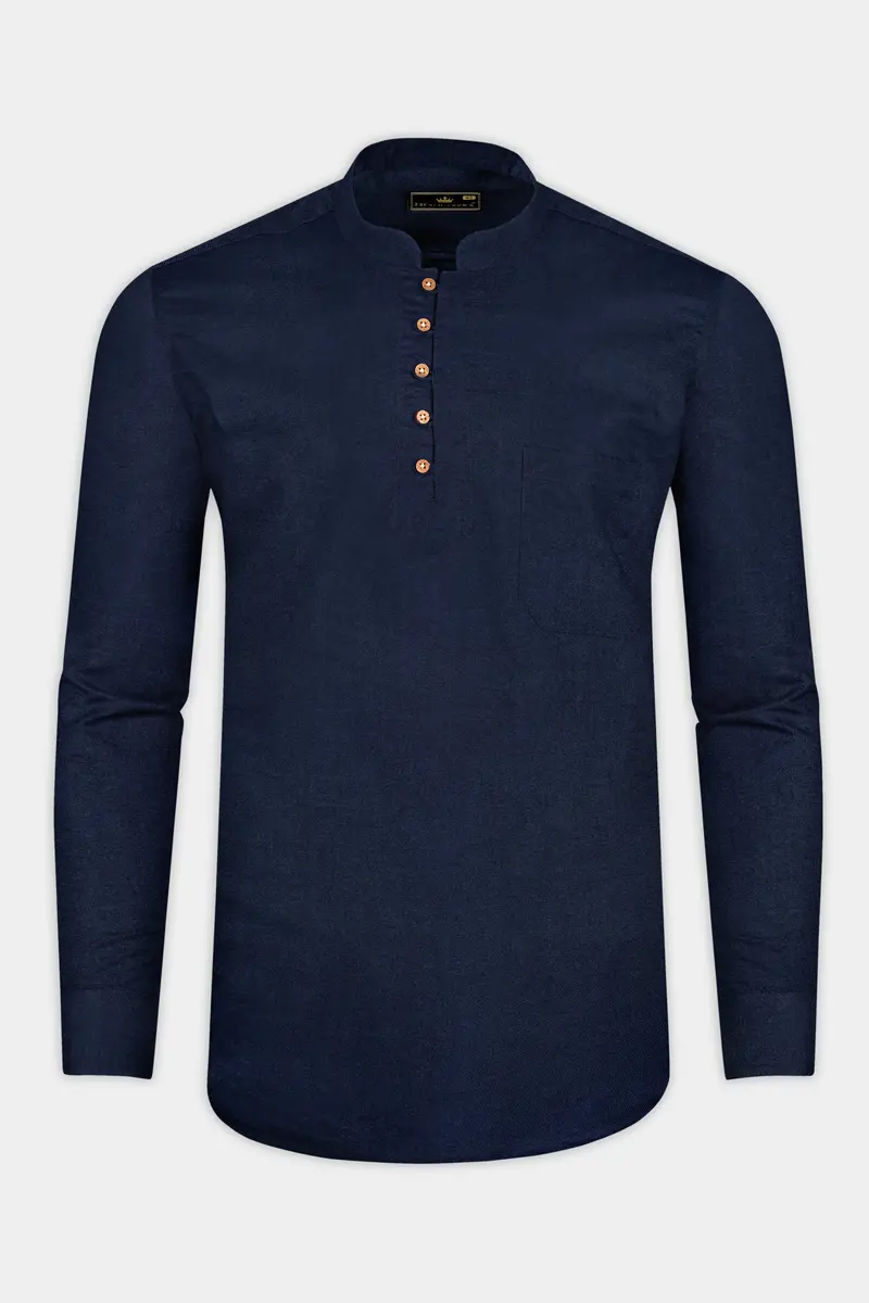 Haiti Blue Premium Tencel Kurta Shirt 5