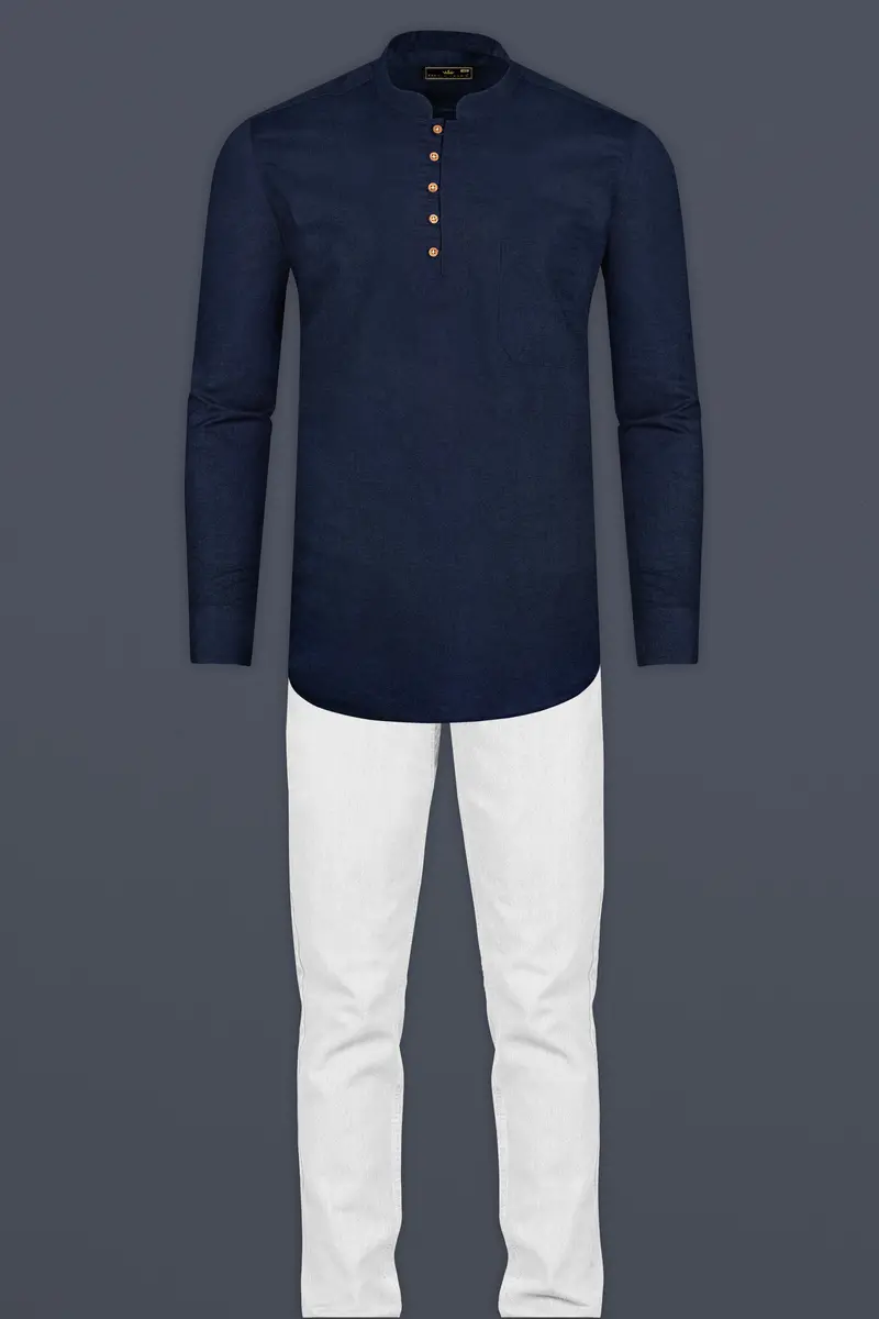 Haiti Blue Premium Tencel Kurta Shirt 7