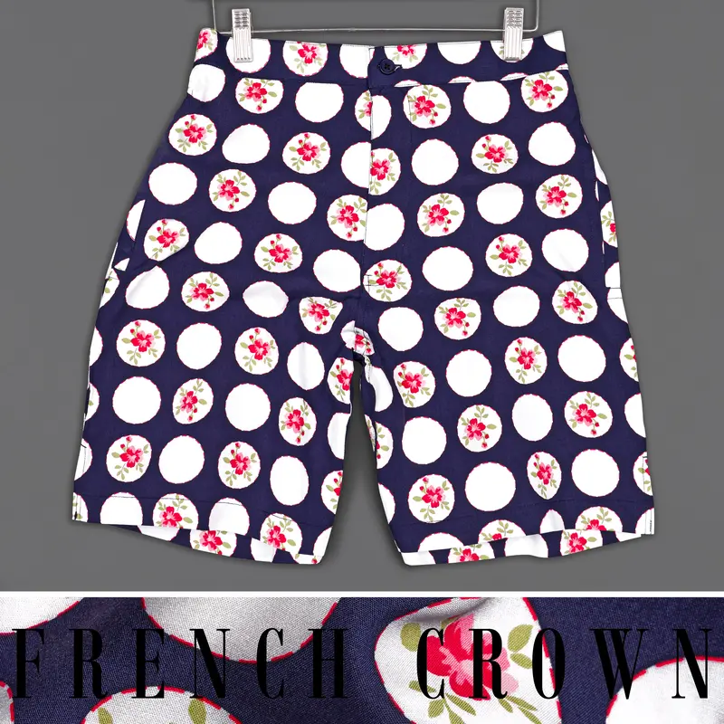 Haiti Blue Printed Premium Cotton Shorts 1