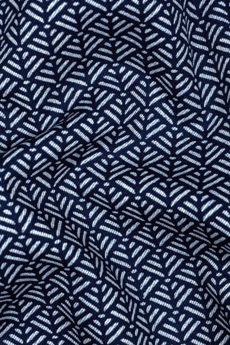 Haiti Blue Twill Printed Premium Cotton Shirt 2