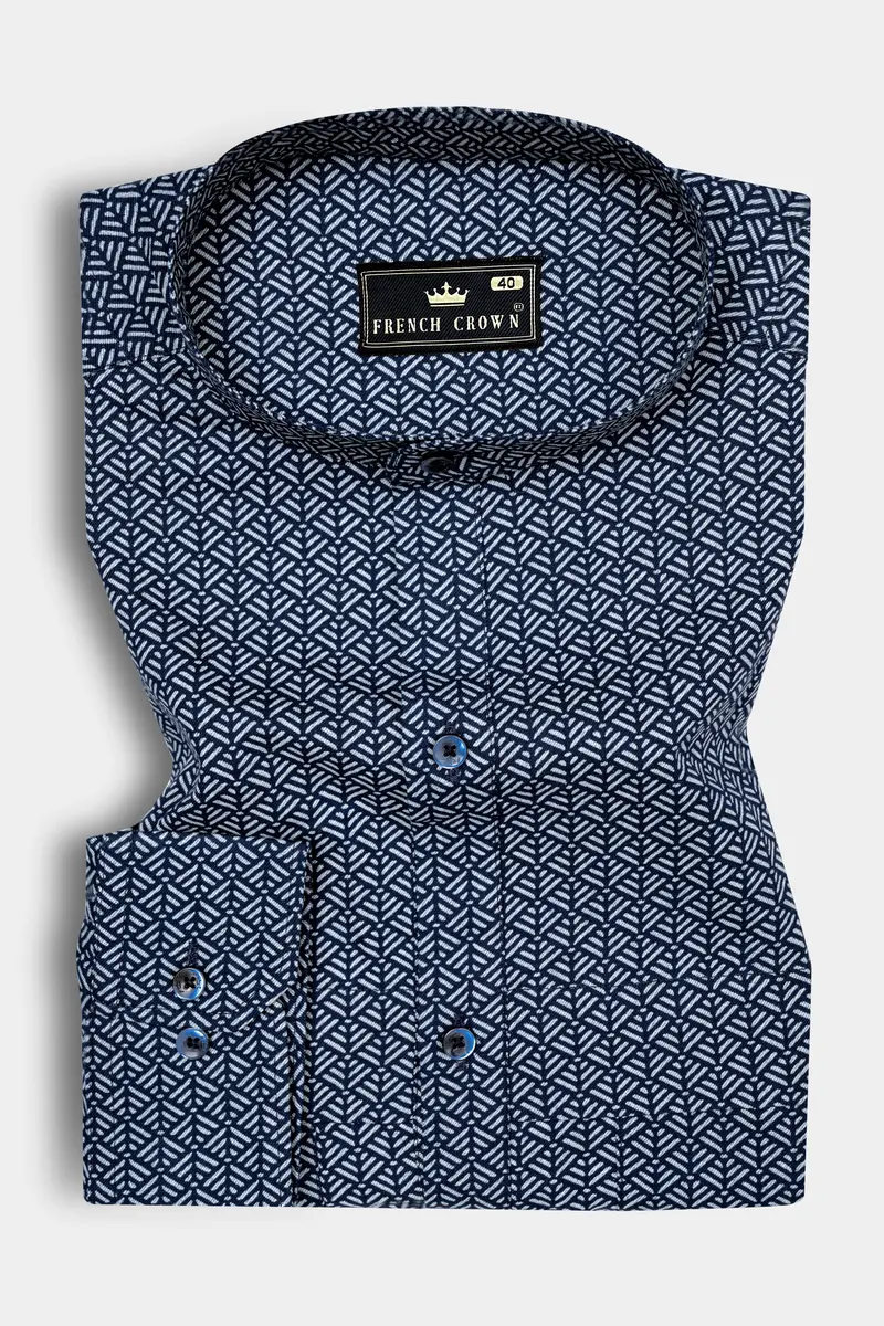 Haiti Blue Twill Printed Premium Cotton Shirt 3