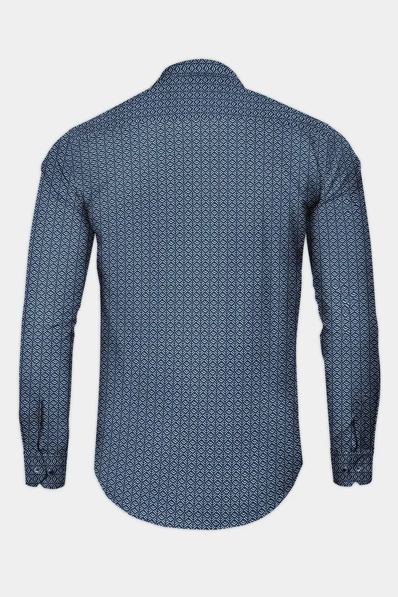 Haiti Blue Twill Printed Premium Cotton Shirt 5