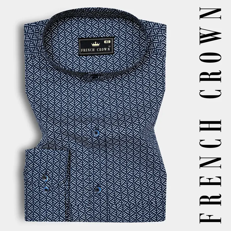 Haiti Blue Twill Printed Premium Cotton Shirt 7