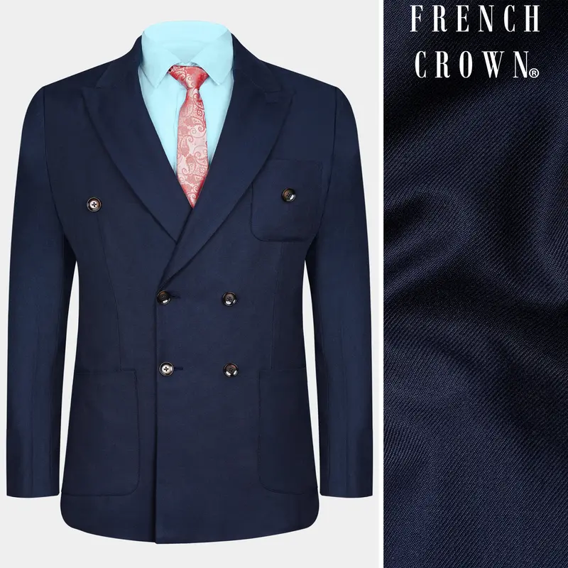 Haiti Blue Wool Rich Double Breasted Sports Blazer 1