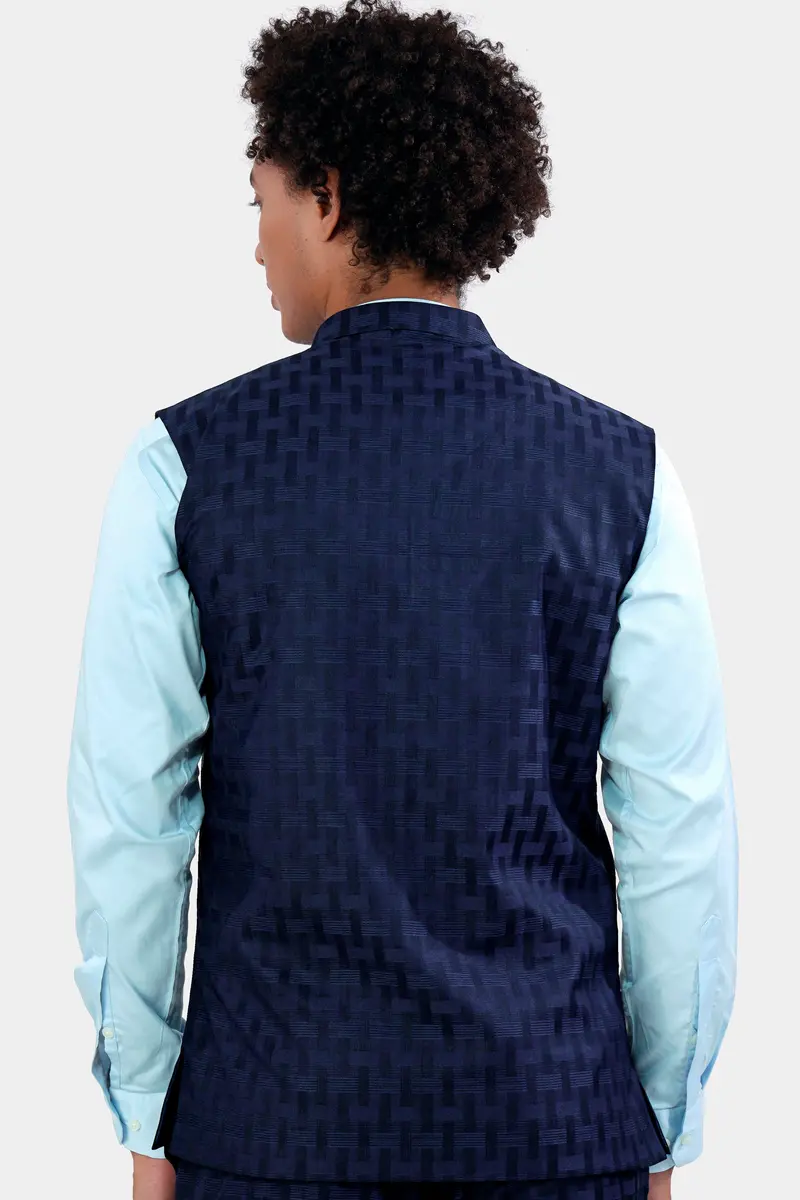 Haiti Blue Wool Rich Nehru Jacket 4