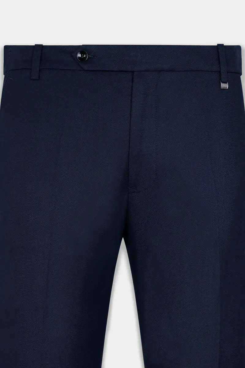 Haiti Blue Wool Rich Stretchable Waistband Pant 2
