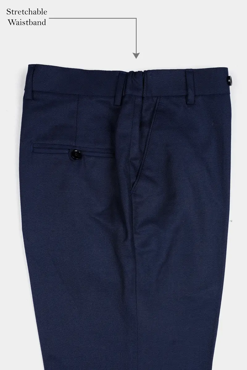 Haiti Blue Wool Rich Stretchable Waistband Pant 6