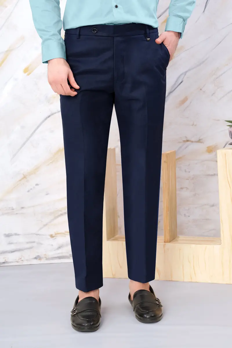Haiti Blue Wool Rich Stretchable Waistband Pant 7