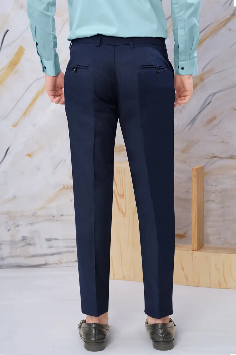 Haiti Blue Wool Rich Stretchable Waistband Pant 9