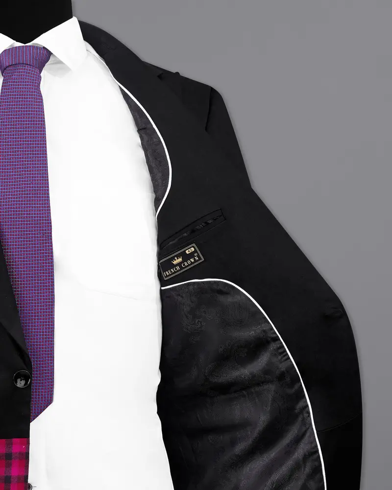 Half-Black And Half Jazzberry Pink Checkered Single-Breasted Premium Cotton Designer Blazer 7