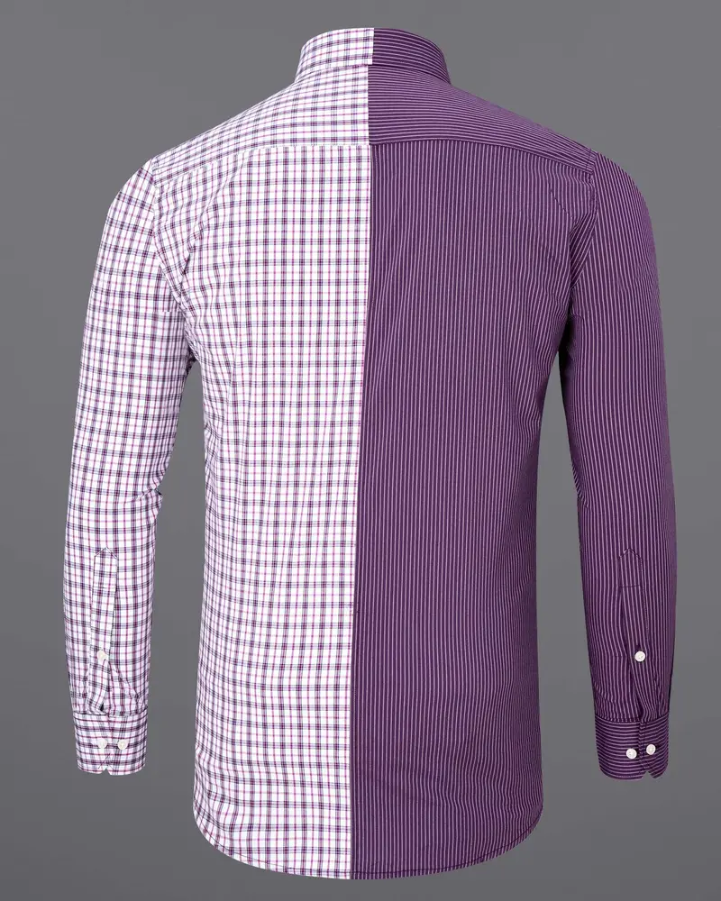 Half Checkered Half Striped Premium Cotton Designer Shirt 7