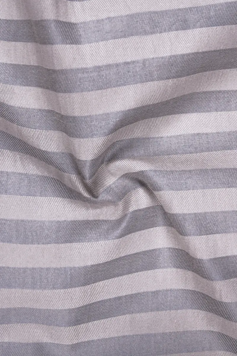 Half White And Half Grey Striped Twill Premium Cotton Designer Shirt 3