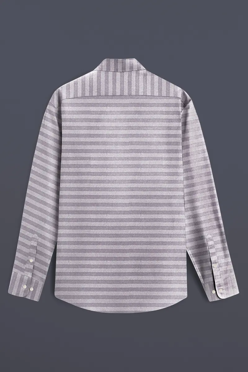 Half White And Half Grey Striped Twill Premium Cotton Designer Shirt 7