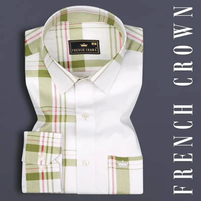 Half White Half Checkered Super Soft Premium Cotton Designer Shirt 1