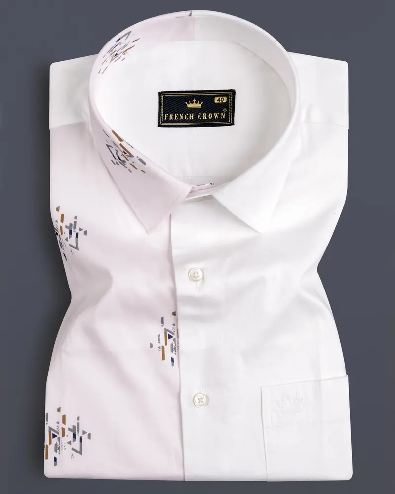 Half White Half Printed Super Soft Premium Cotton Shirt 1