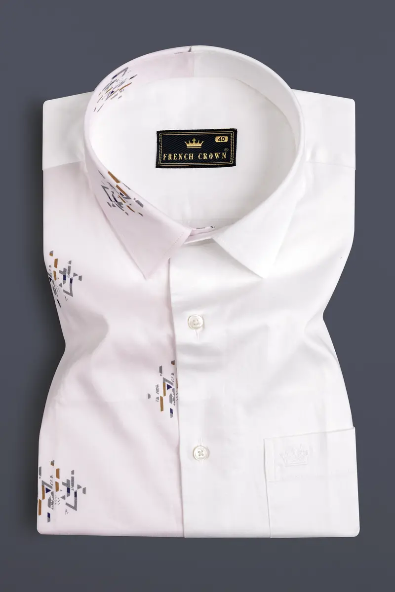 Half White Half Printed Super Soft Premium Cotton Shirt 2