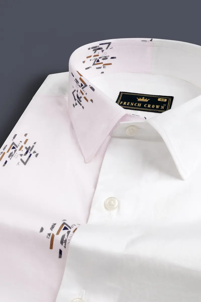 Half White Half Printed Super Soft Premium Cotton Shirt 4