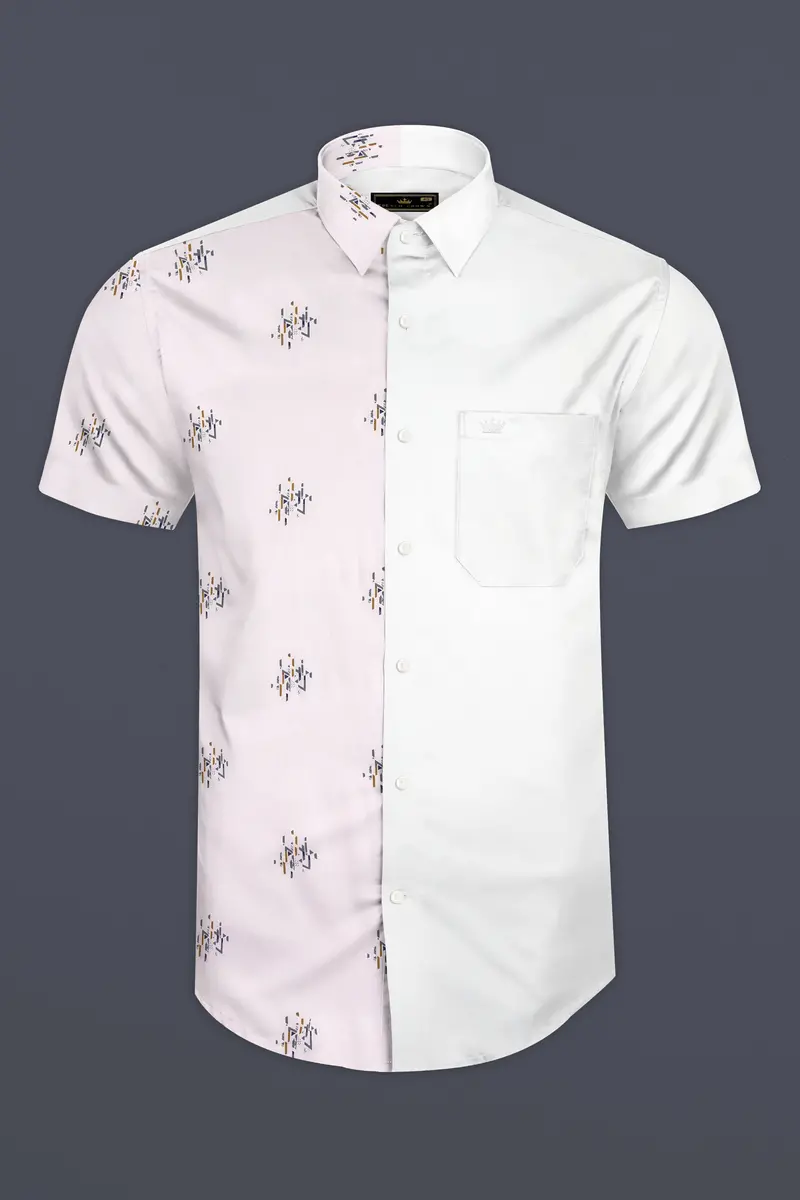 Half White Half Printed Super Soft Premium Cotton Shirt 5