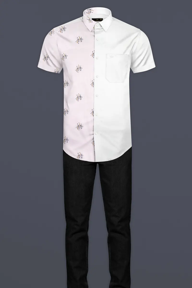 Half White Half Printed Super Soft Premium Cotton Shirt 7