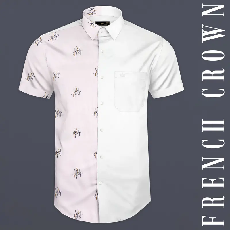 Half White Half Printed Super Soft Premium Cotton Shirt 8