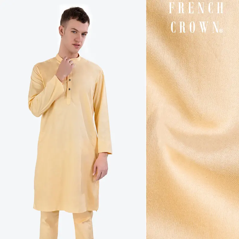 Hampton Beige Subtle Sheen Super Soft Premium Cotton Kurta 1
