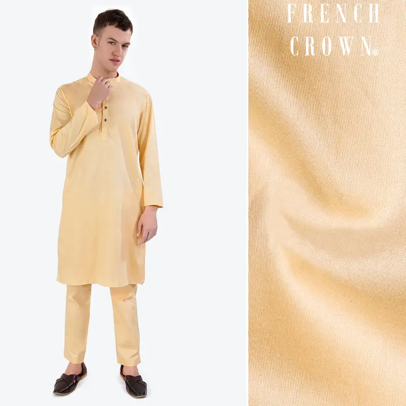 Hampton Beige Subtle Sheen Super Soft Premium Cotton Kurta Set 1