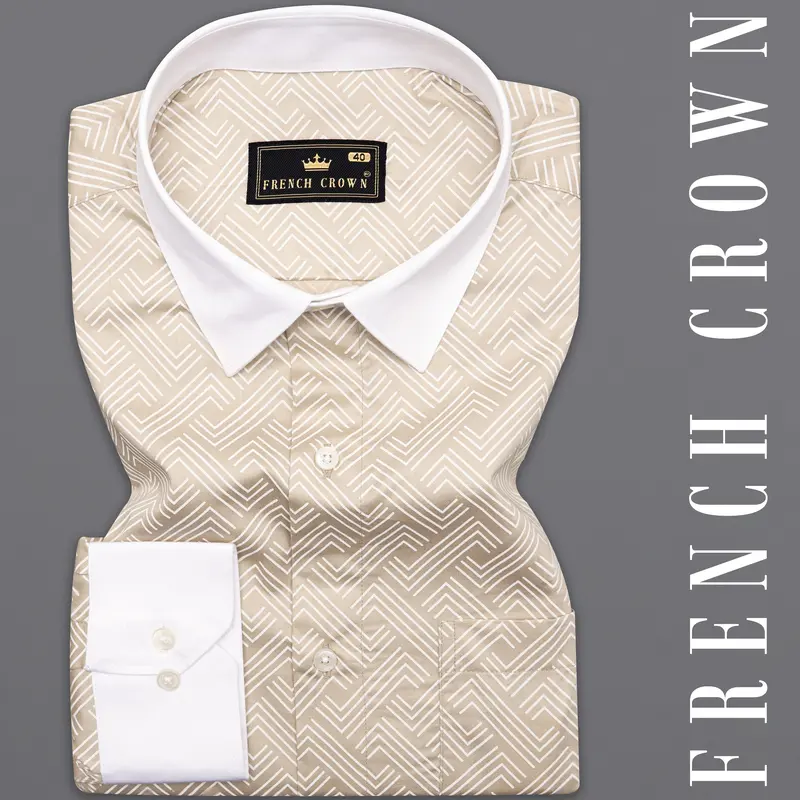 Hampton Brown With White Cuffs And Collar Super Soft Premium Cotton Shirt 1