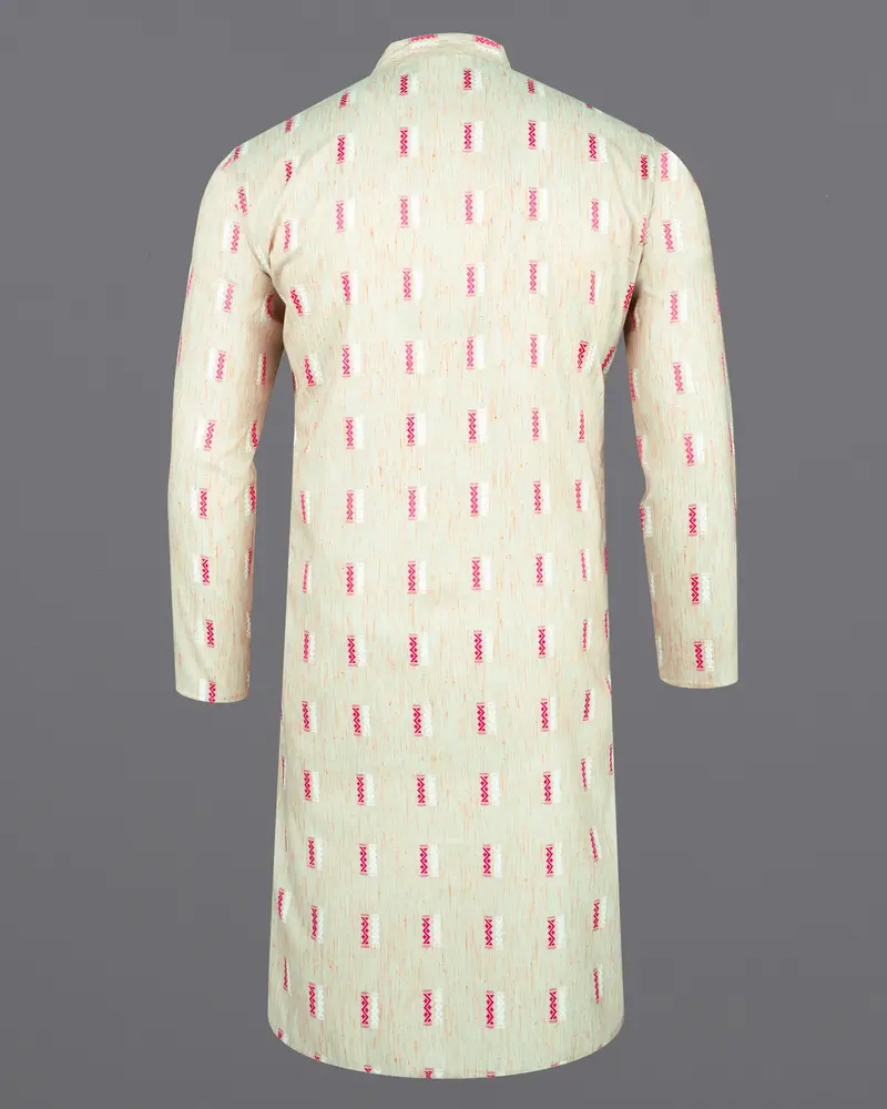 Hampton Cream Jacquard Textured Premium Giza Cotton Kurta 6