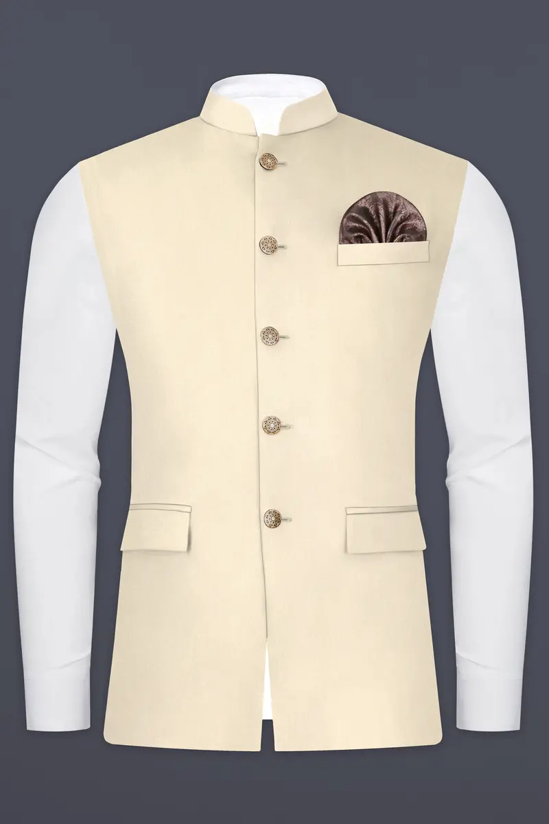 Hampton Cream Solid Wool Blend Nehru Jacket 2