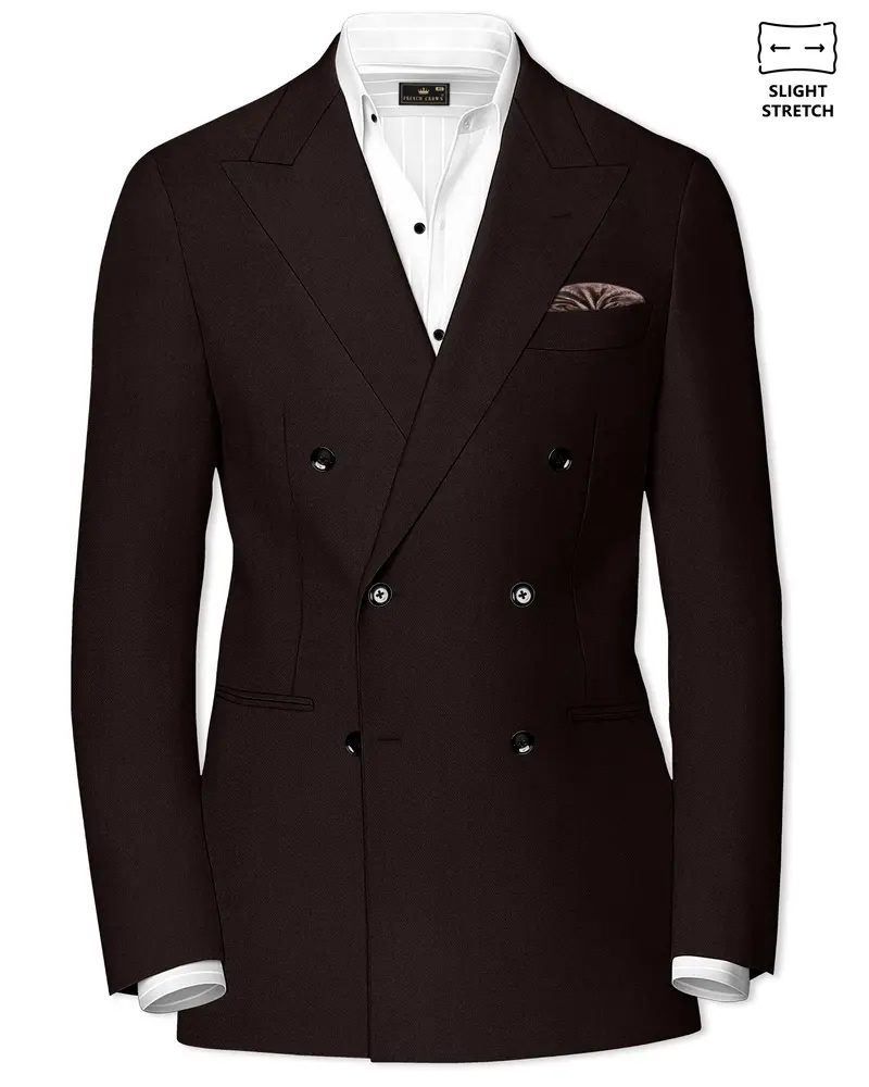 Hampton-Gondola Brown Diamond Textured Wool Rich Slight Double Single Breasted Blazer 1