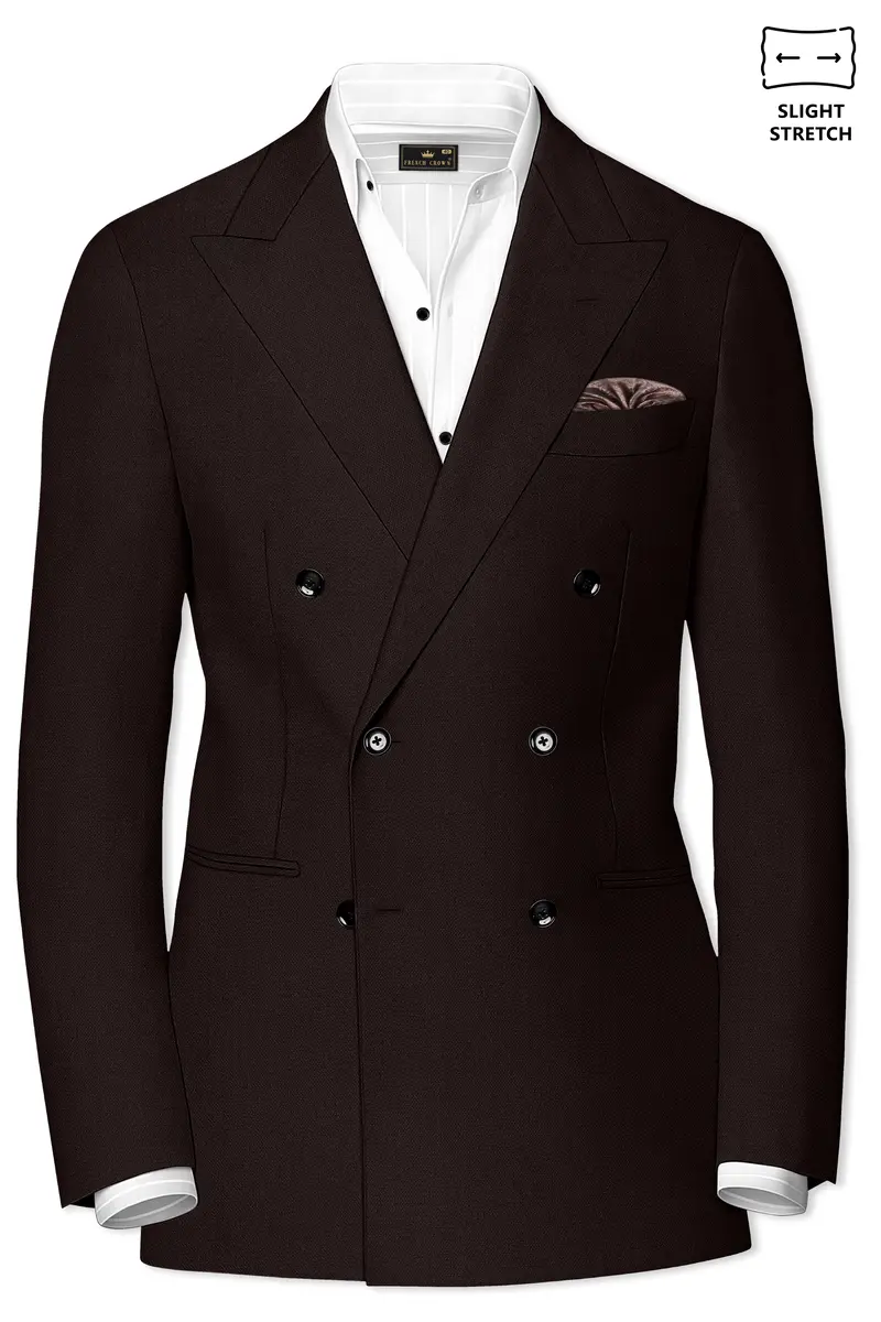 Hampton-Gondola Brown Diamond Textured Wool Rich Slight Double Single Breasted Blazer 2