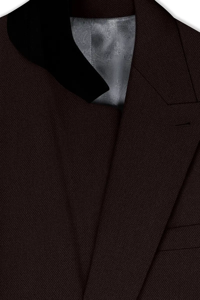 Hampton-Gondola Brown Diamond Textured Wool Rich Slight Double Single Breasted Blazer 4